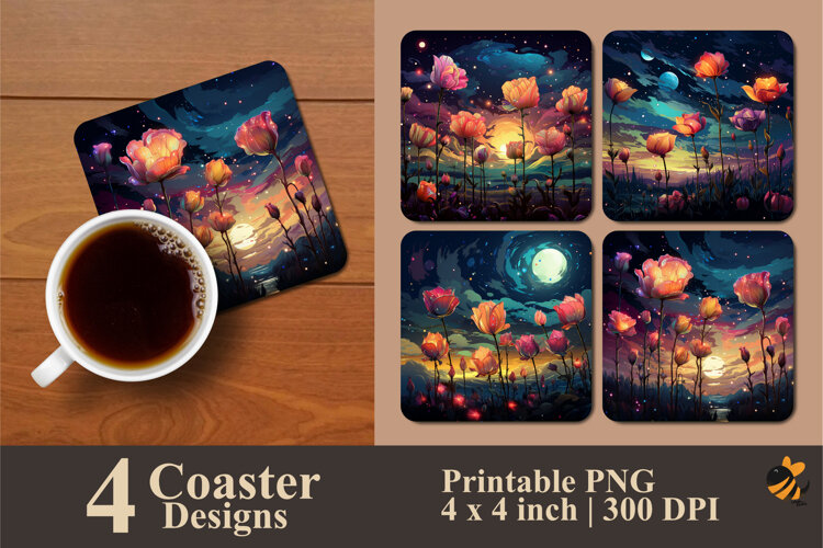 Evening Harmony Coaster Sublimation Design example image 1