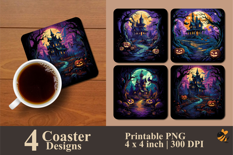 Halloween Cartoon Coaster Sublimation Design