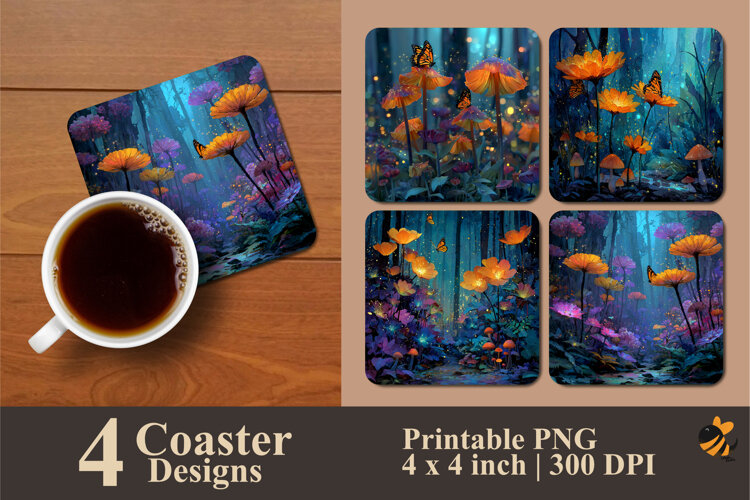 Magic Forest Coaster Sublimation Design example image 1