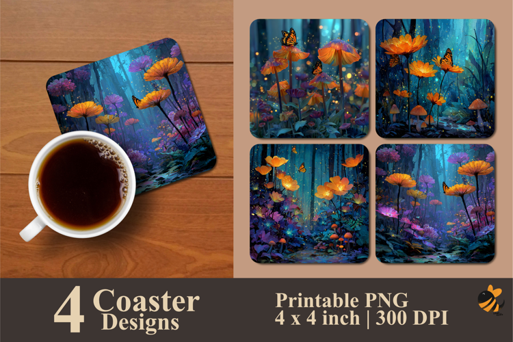 Magic Forest Coaster Sublimation Design