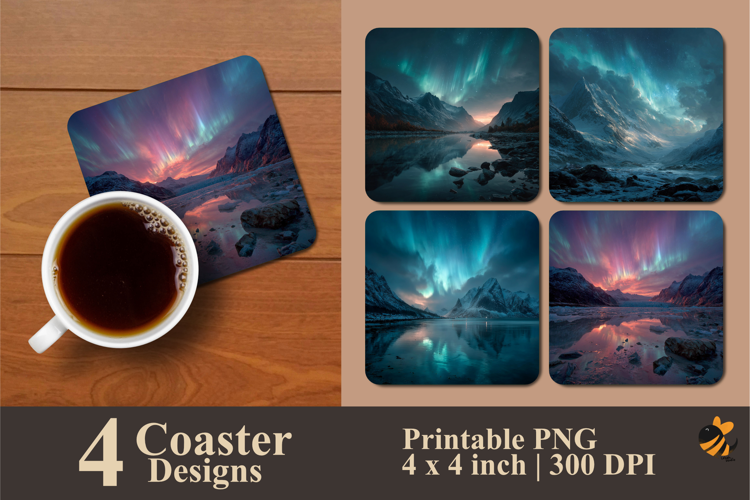 Sky Glacier Glow Coaster Sublimation Design