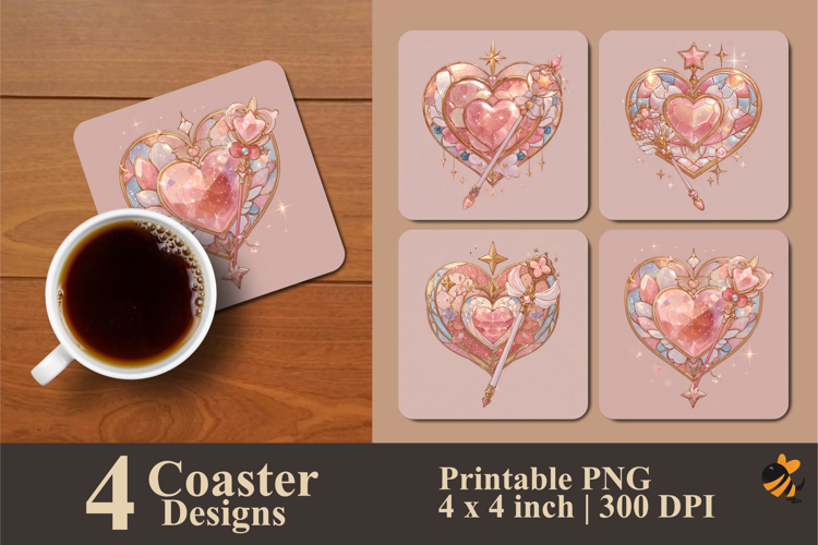 Magic Heart Coaster Sublimation Design