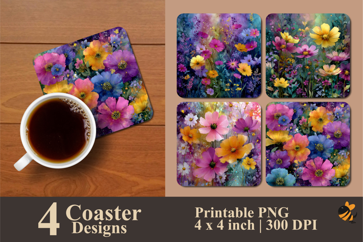Whimsical Garden Coaster Sublimation Design