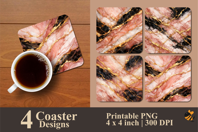 Pastel Marble Textured Coaster Sublimation Design