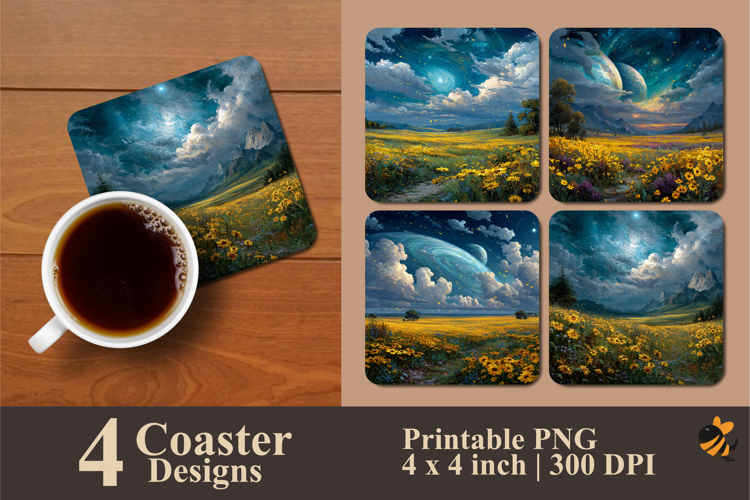 Sunflower Garden Coaster Sublimation Design