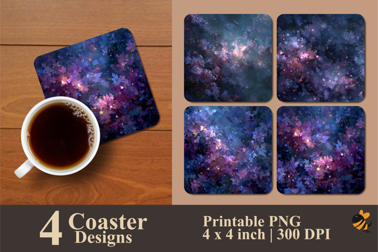 Purple Abstract Coaster Sublimation Design
