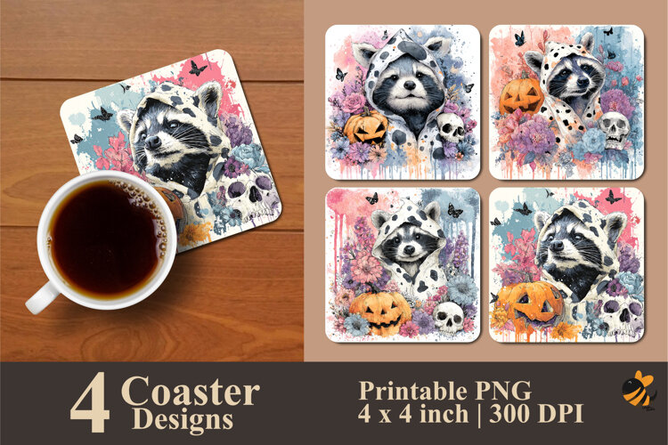 Pumpkin Weasel Coaster Sublimation Design example image 1