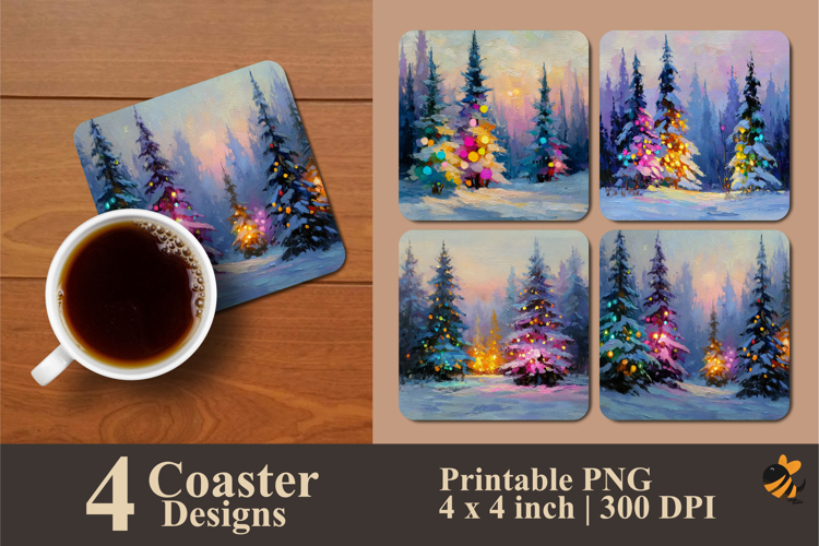 Shining Pine Coaster Sublimation Design