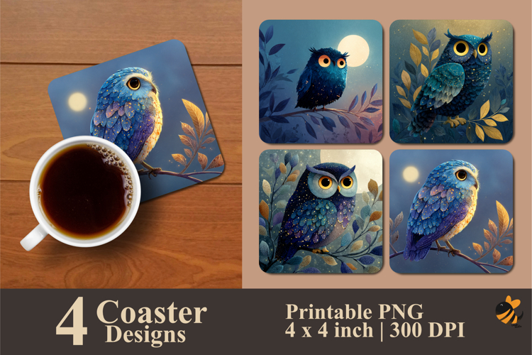 Baby Owl Coaster Sublimation Designs