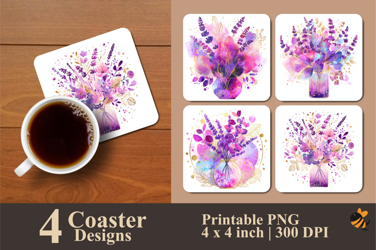 Transparent Watercolor Coaster Sublimation Design