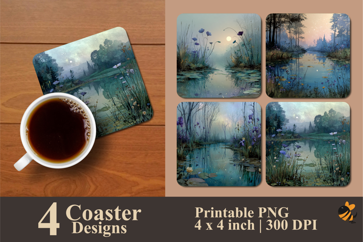 Tropical Lake Coaster Sublimation Design