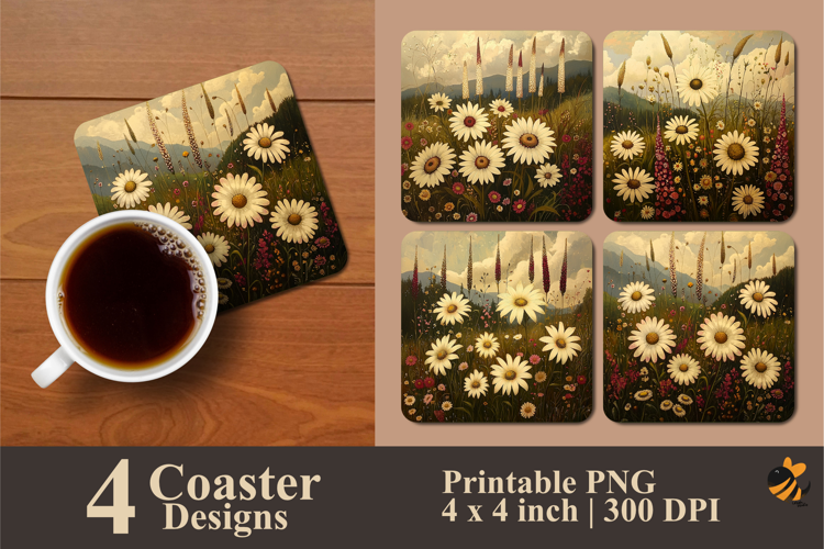 Artistic Florals Coaster Sublimation Design