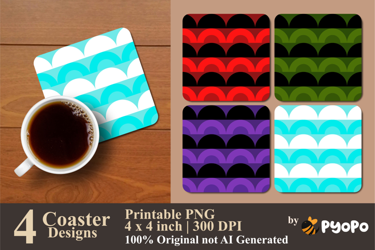 Rhythm Shells Coaster Sublimation Design