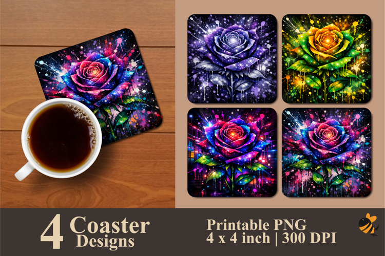 Cool Rose Coaster Sublimation Design