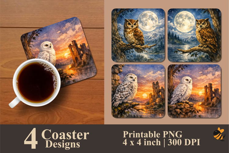 Twilight Perch Coaster Sublimation Design