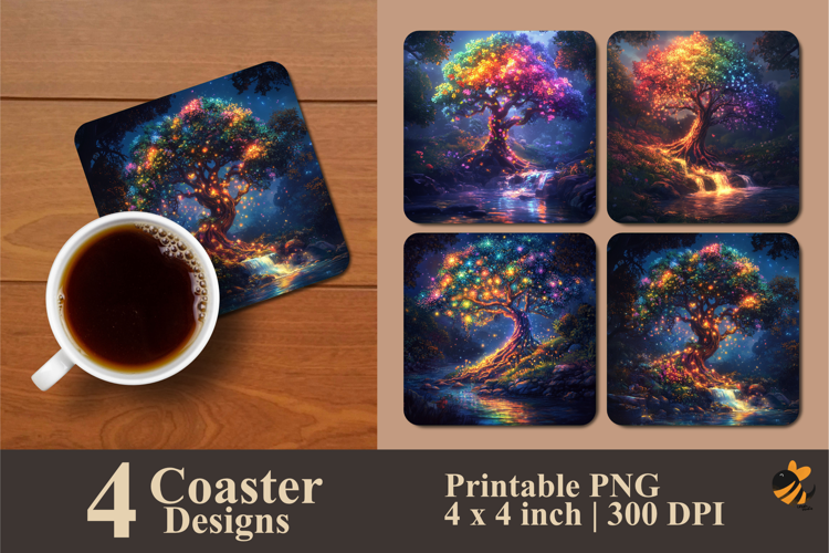 Beautiful Tree Coaster Sublimation Design
