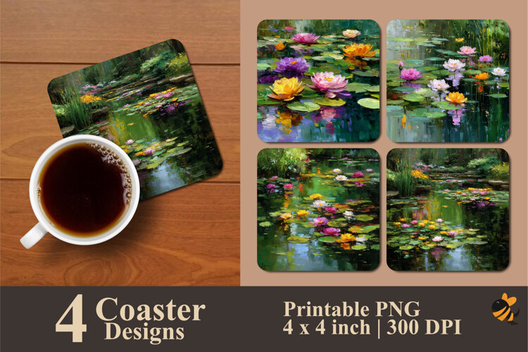 Blooming Lotus Coaster Sublimation Design example image 1