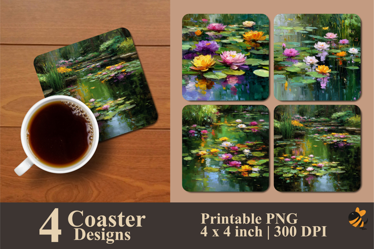 Blooming Lotus Coaster Sublimation Design