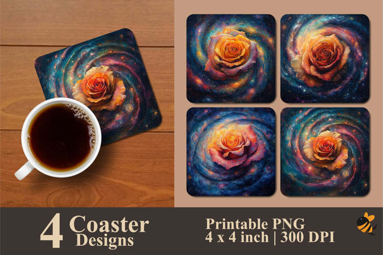 Swirling Rose Coaster Sublimation Design