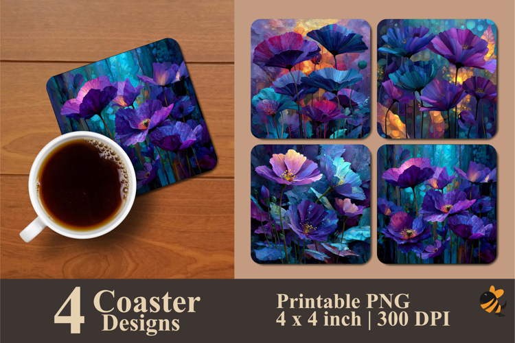Giant Flowers Coaster Sublimation Design