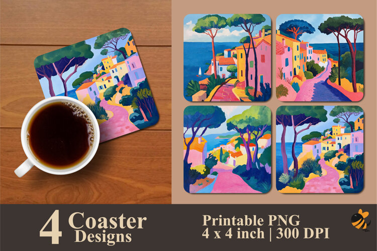 Colorful Acrylic Painting Coaster Sublimation Design example image 1
