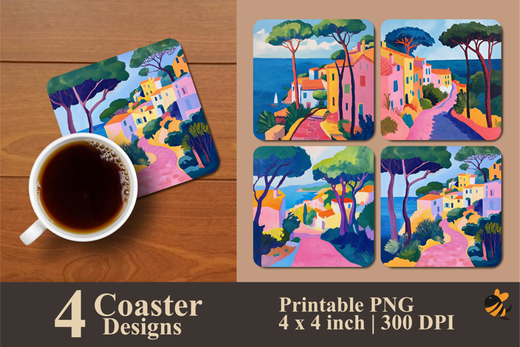 Colorful Acrylic Painting Coaster Sublimation Design