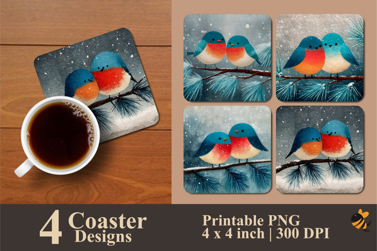 A Pair of Chilling Birds Coaster Sublimation Design