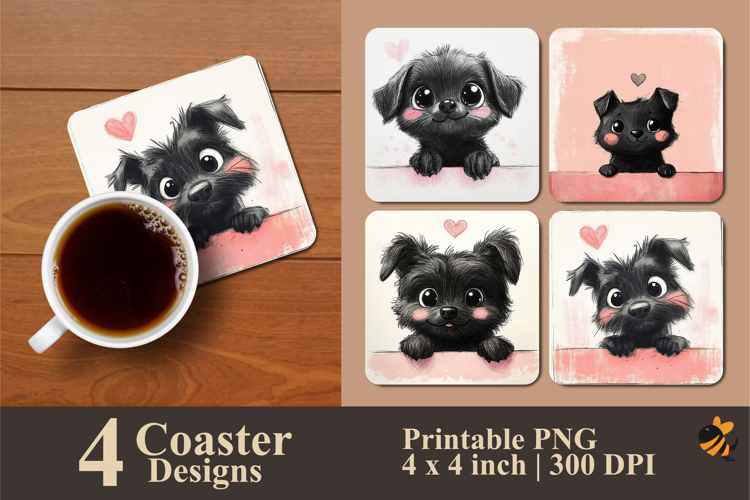 Funny Dog Coaster Sublimation Design