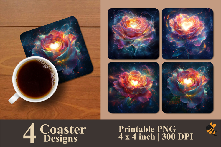 A Radiant Rose Coaster Sublimation Design