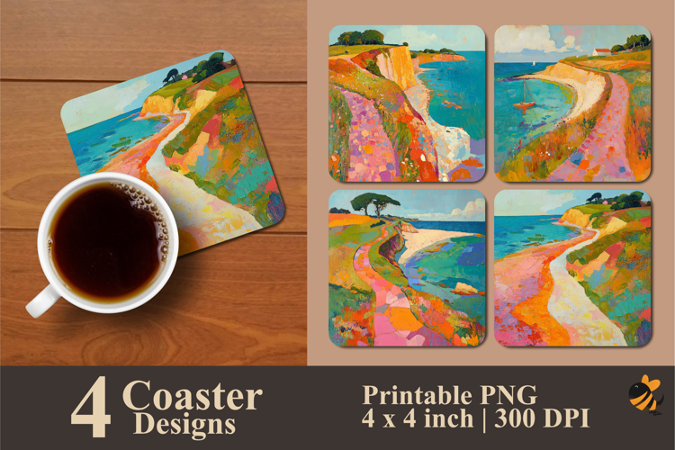 Nature Painting Coaster Sublimation Design