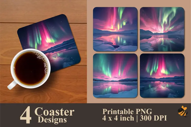 Aurora Realm Coaster Sublimation Designs