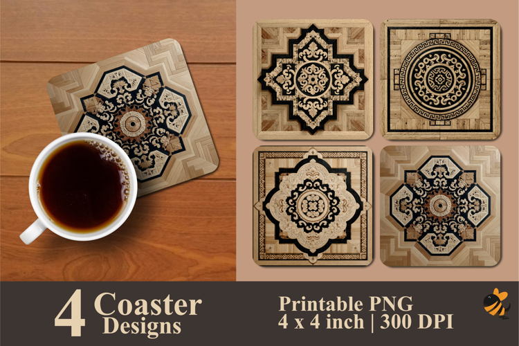 Artistic Pattern Coaster Sublimation Design