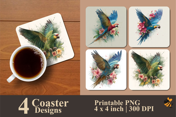 Parrot Wings Coaster Sublimation Design