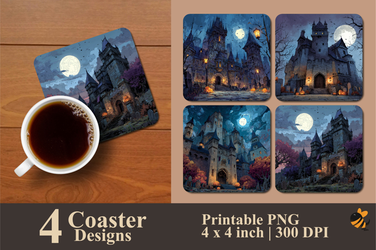 Ghost Building Coaster Sublimation Designs