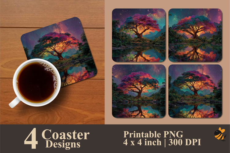 Fantasy Tree Coaster Sublimation Designs