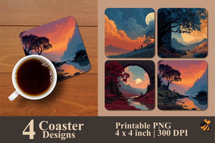 Evening Sky Coaster Sublimation Design