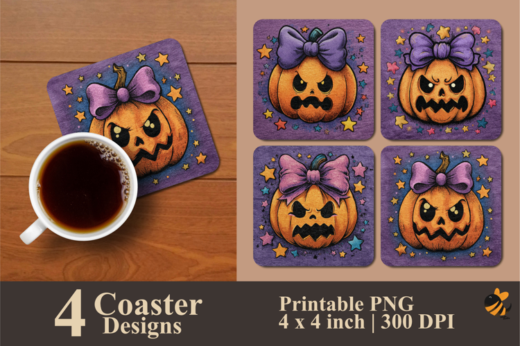 Pumpkin Halloween Coaster Sublimation Design