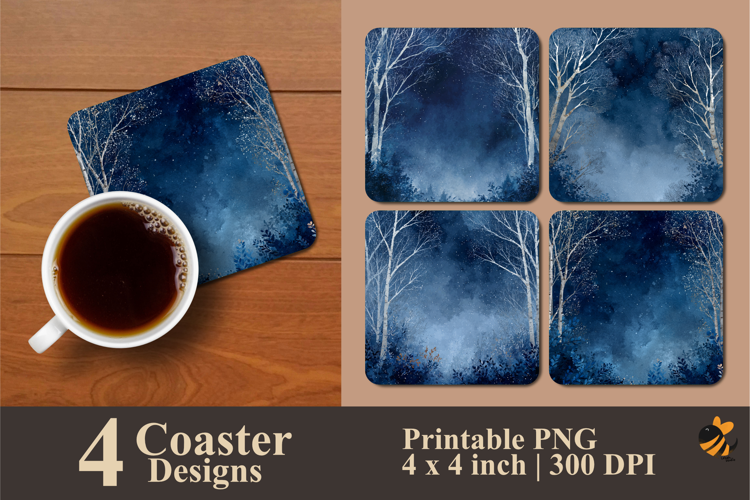 Dark Night Coaster Sublimation Design