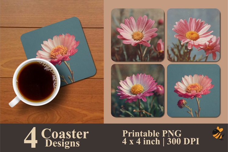 Retro Flower Coaster Sublimation Design