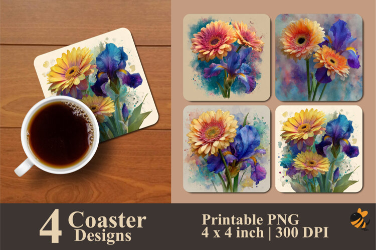 Spring Harmony Coaster Sublimation Design example image 1