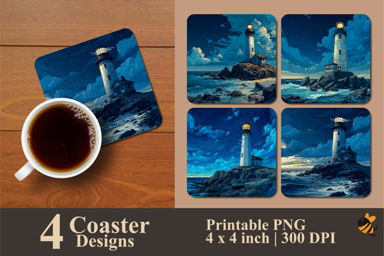 Magnificent Lighthouse Coaster Sublimation Design