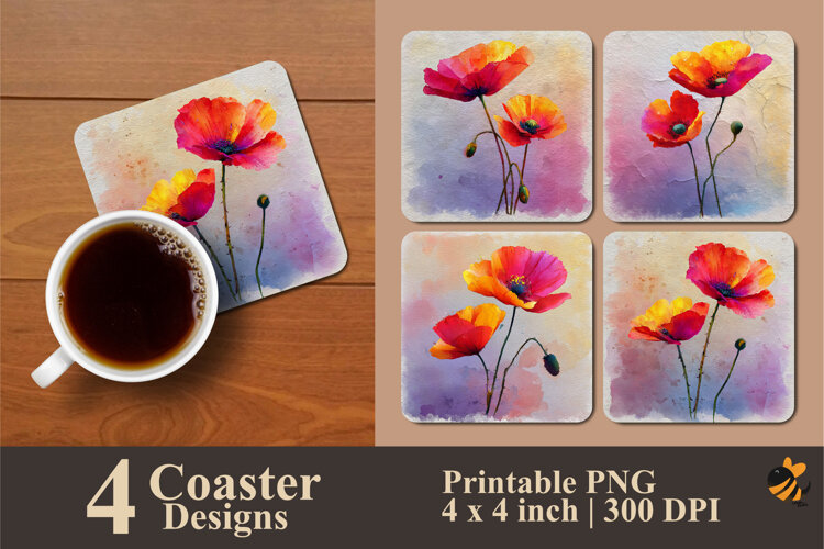 Colored Clouds Coaster Sublimation Design example image 1