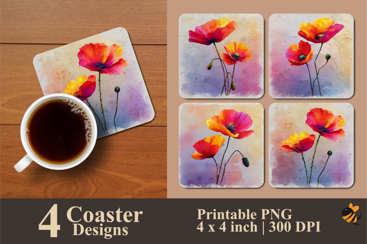 Colored Clouds Coaster Sublimation Design