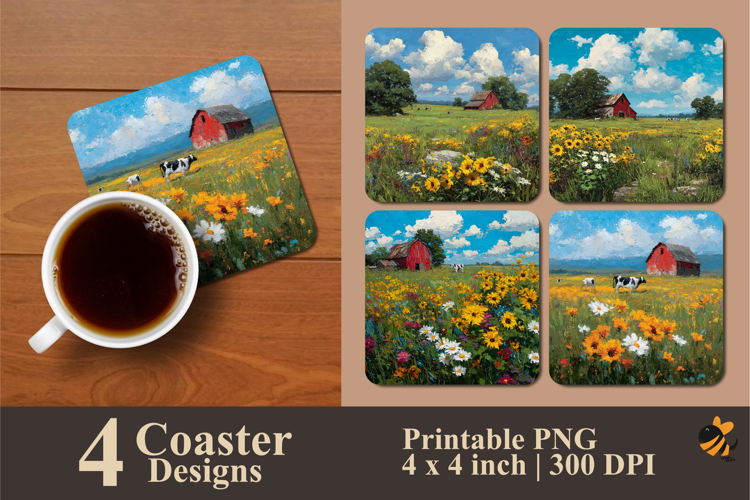 Natural Countryside Coaster Sublimation Design