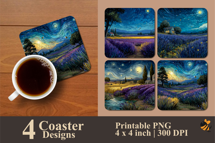 Evening Lavender Coaster Sublimation Design