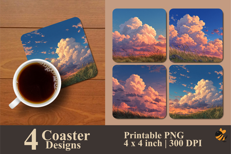 Soft Twilight Coaster Sublimation Design