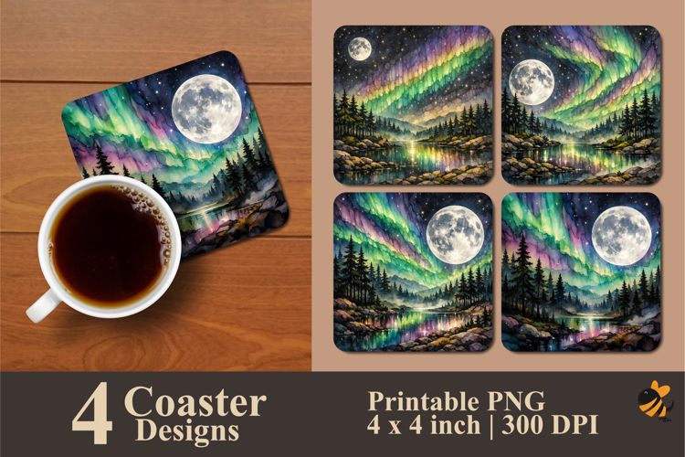 Moonlit Symphony Coaster Sublimation Design