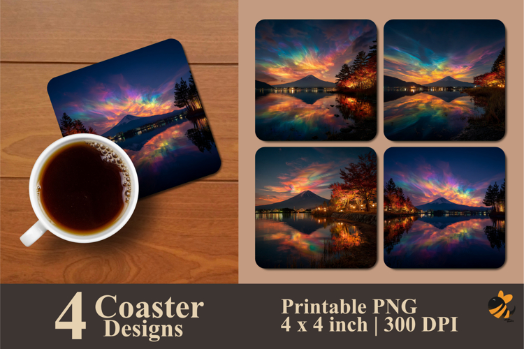 Mount Aurora Coaster Sublimation Design