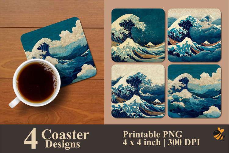 Turbulent Waves Coaster Sublimation Design