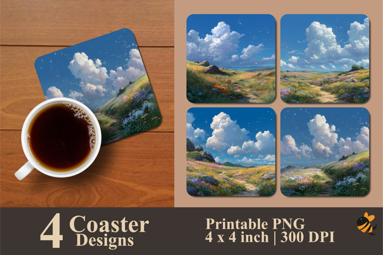 Flower Hill Coaster Sublimation Design
